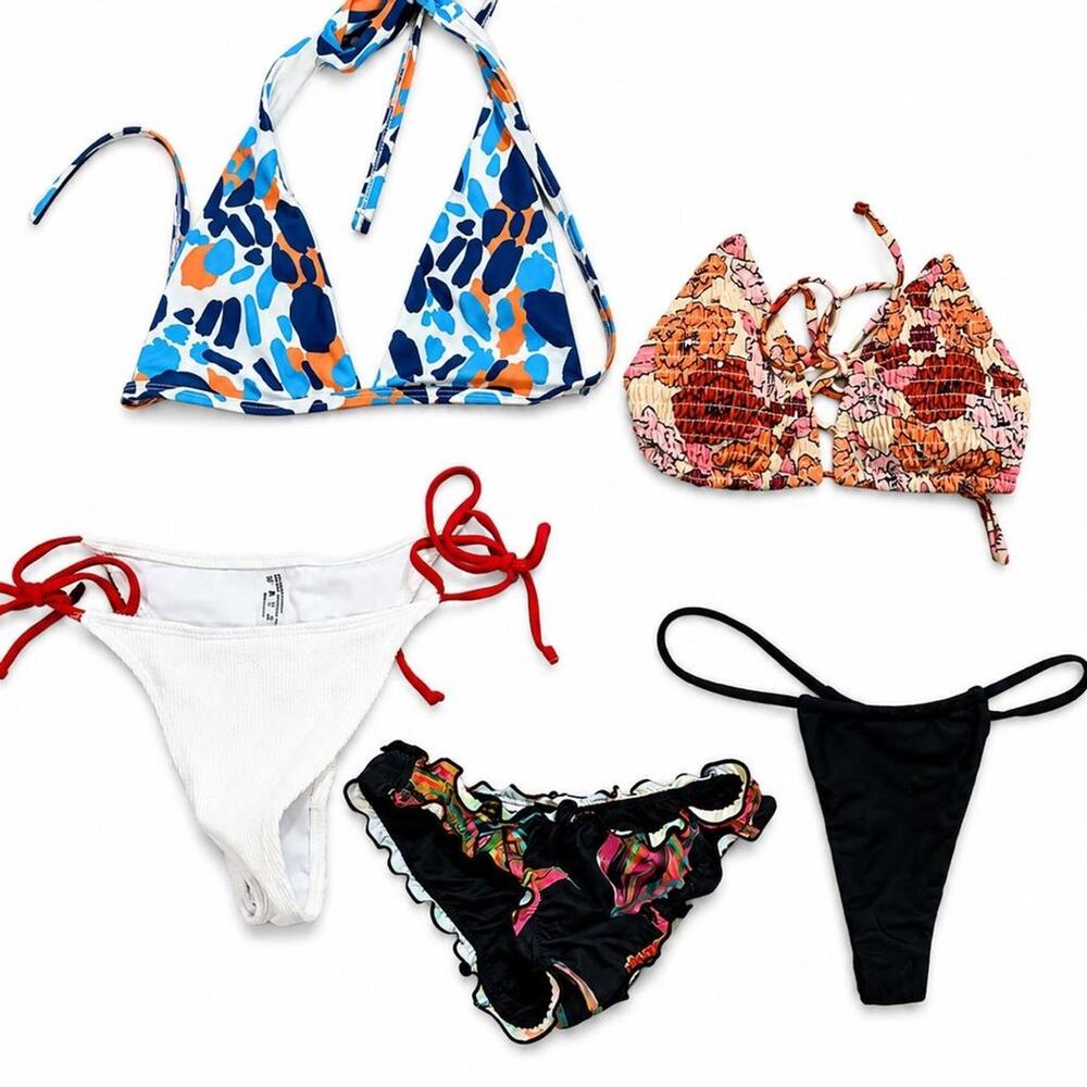 Lot of multiple  bikini tops and bottoms… you get all shown